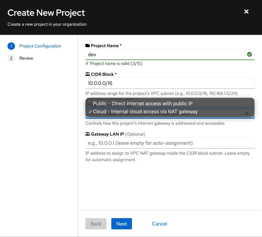 Project configuration
