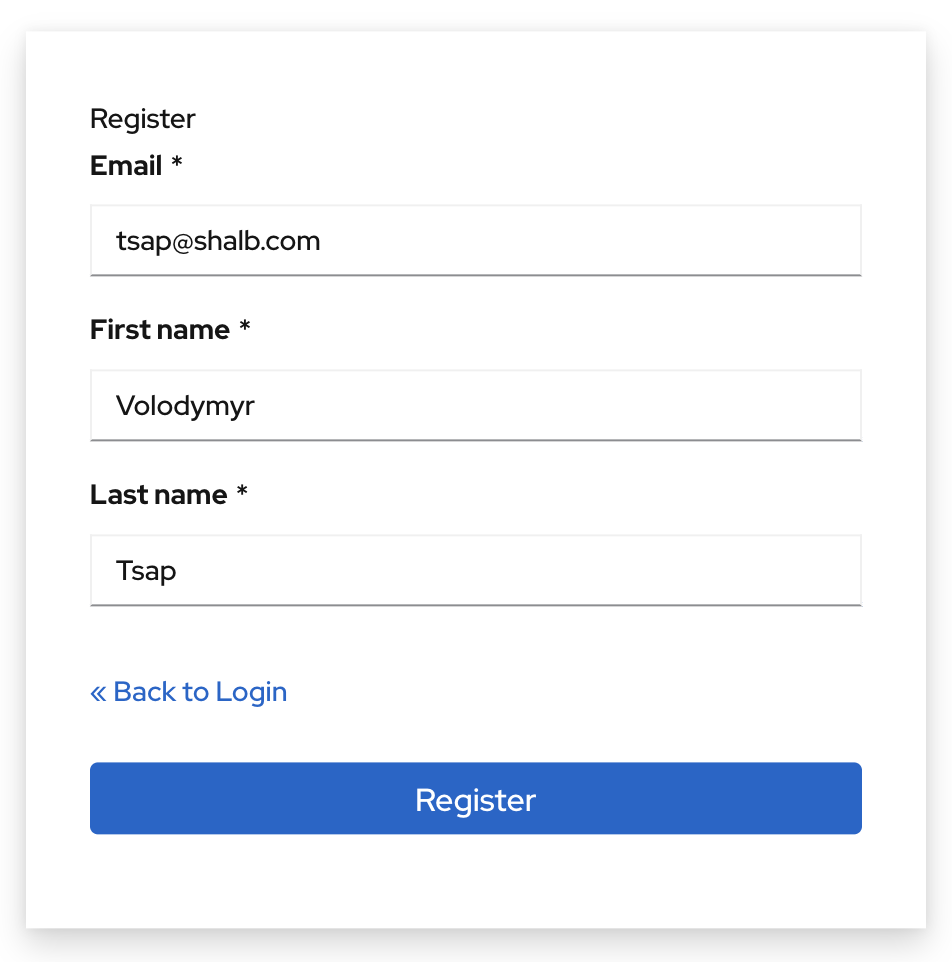 Registration form